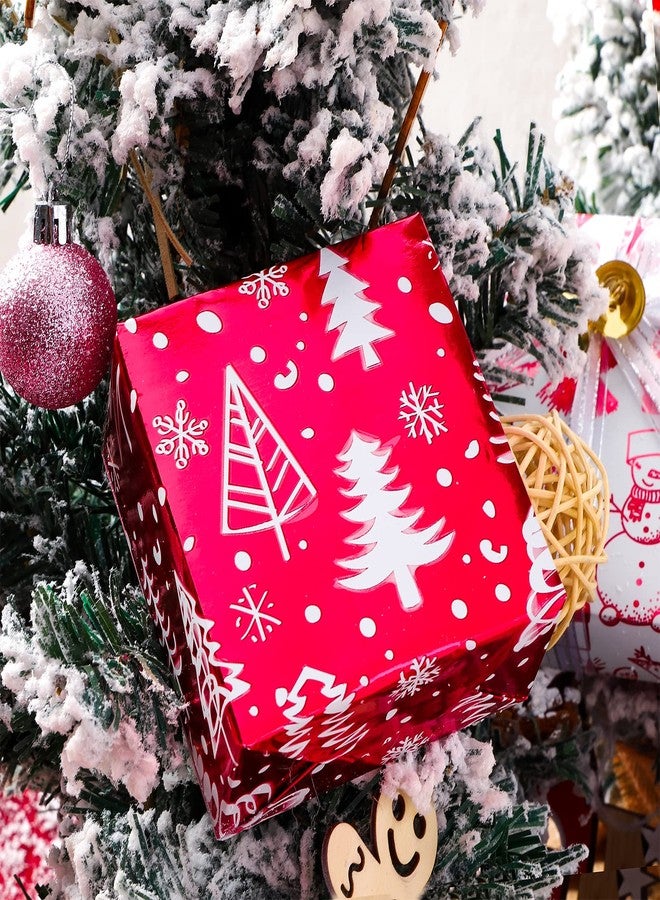 MAYPLUSS Wrapping Paper Roll - Mini Roll - 17 inch X 120 inch Per roll - 3 Different Red and White Christmas Design with Glitter Metallic Foil Shine (42.3 sq.ft.ttl) - Image 4